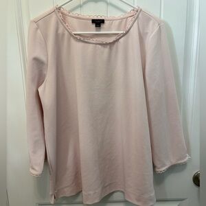 Ann Taylor Light Pink Women's Blouse with neckline detail. Size Large.